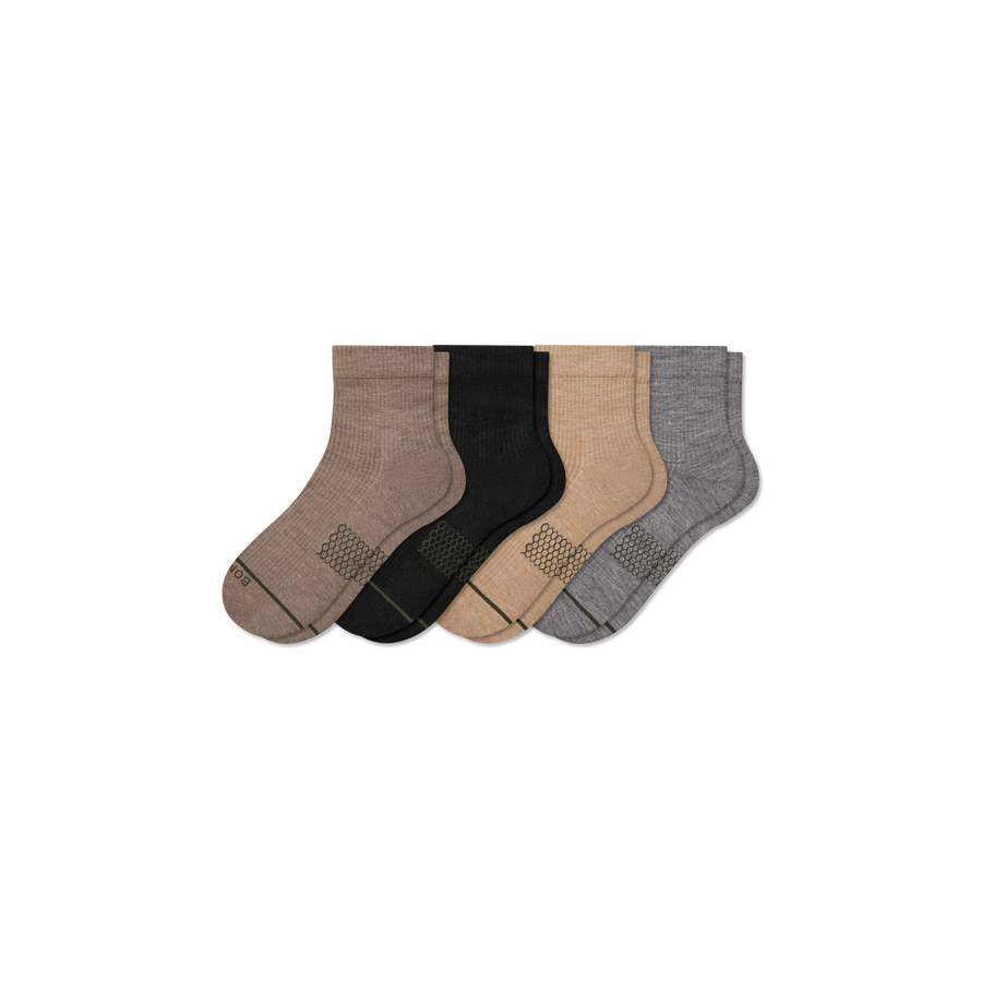 Men's Merino Wool Blend Modern Rib Quarter Sock 4-Pack - Everyday Pair