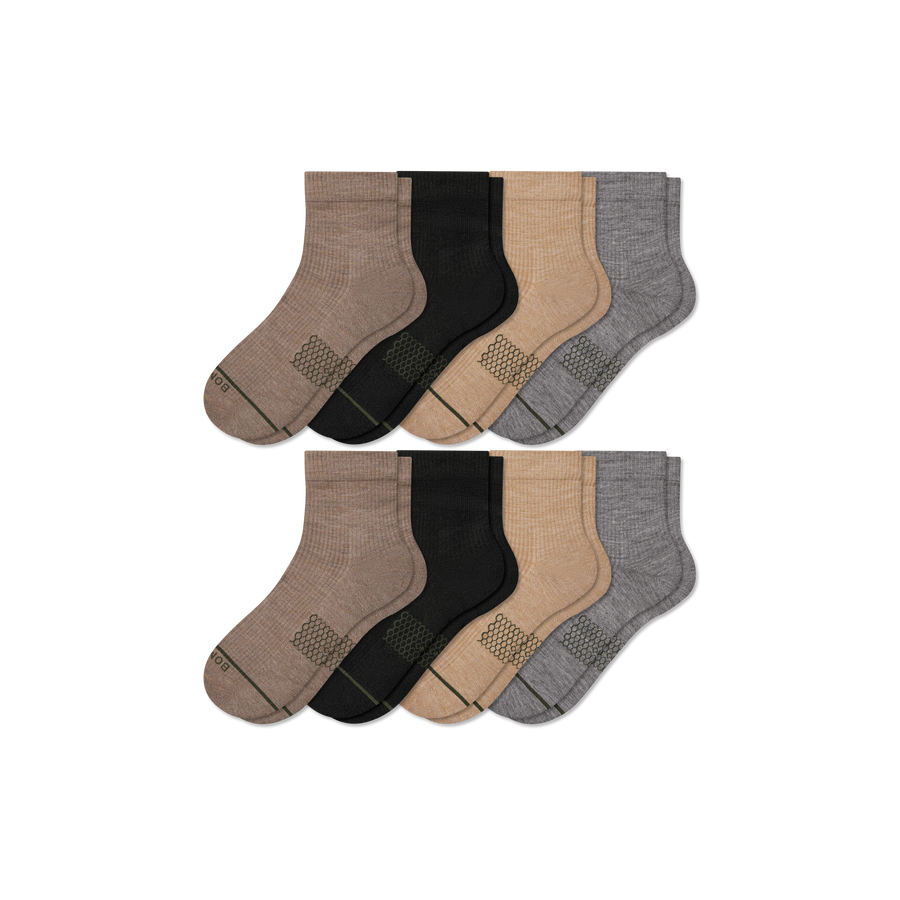 Men's Merino Wool Blend Modern Rib Quarter Sock 8-Pack - Premium Pick