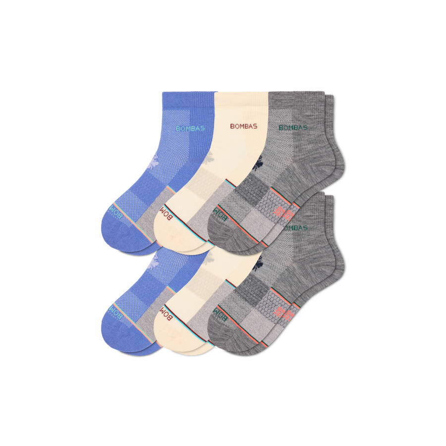 Women's Sport Merino Wool Blend Quarter Sock 6-Pack - Everyday Pair